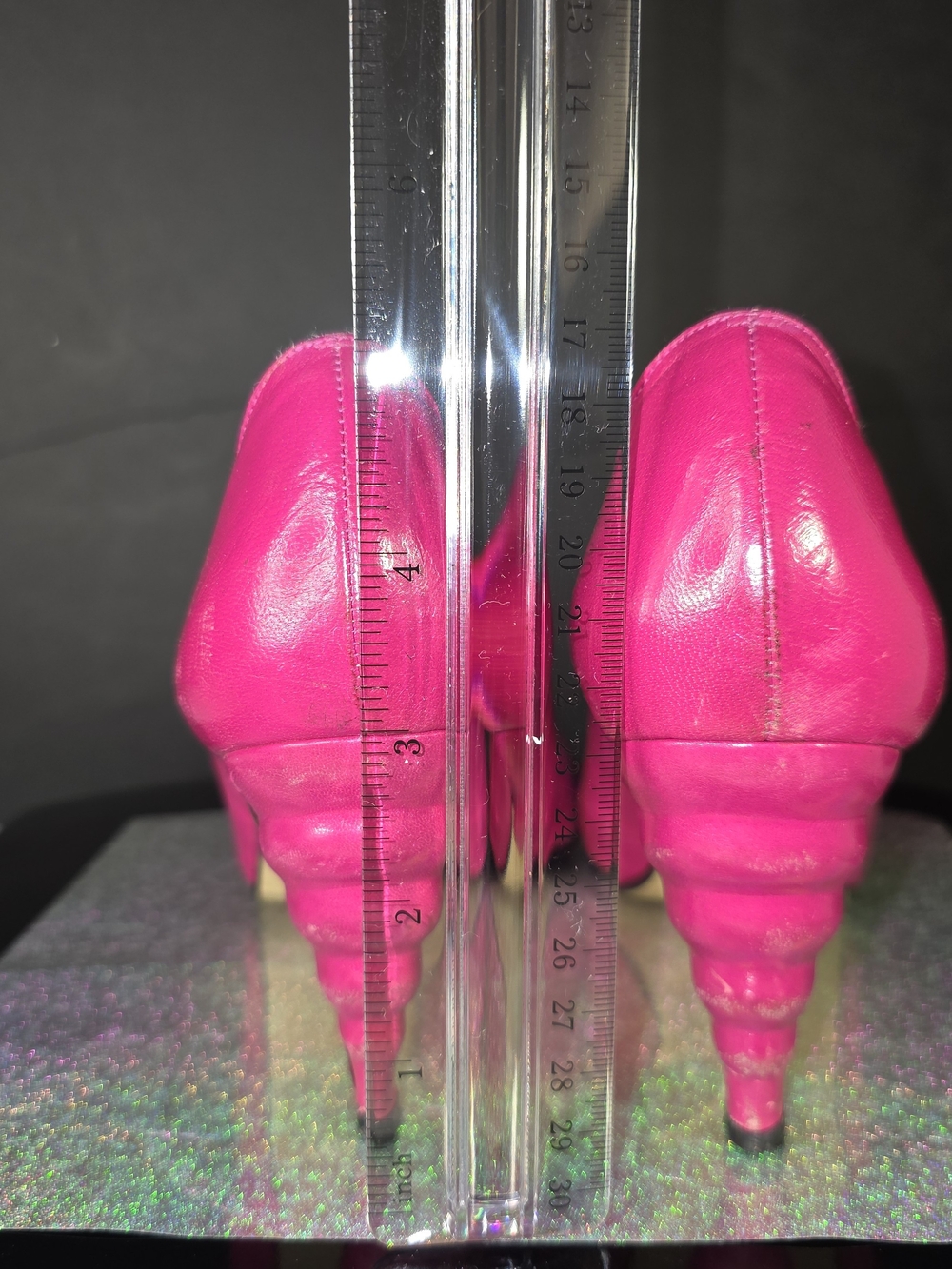 Proxy Vintage 80's Bright Pink Scalloped-Edge Sculpted Heel Women's Pumps Sz 8M - Picture 14 of 17